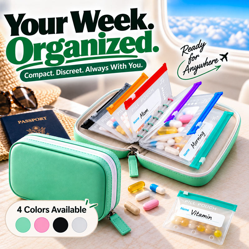 Timbe™ Modular Wellness Wallet – 7-Day Travel Pill & Vitamin Organizer Case