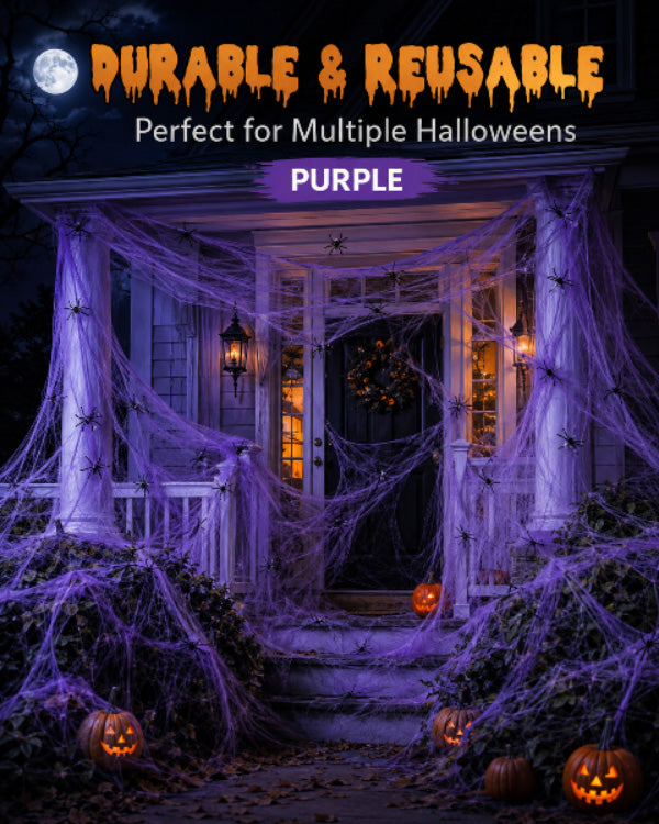 ⏰Limited Offer 50% OFF!🔥Halloween Scary Party Decoration Spiders & Stretchy Cobweb (offer)