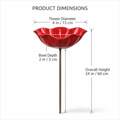 🎁Handmade Metal Flower Garden Stake Bird Bath🐦