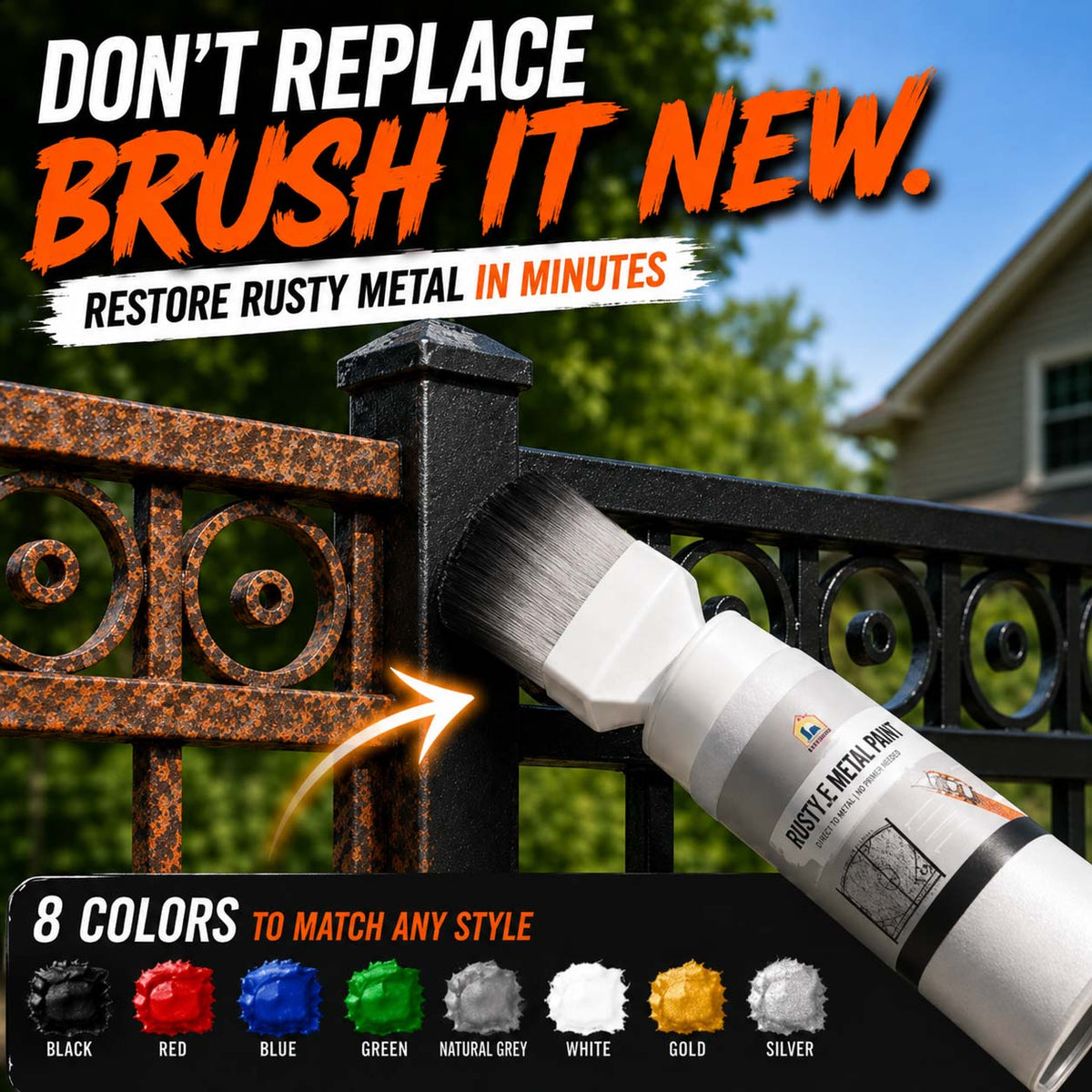🅱️Water‑Based Metallic Silver Paint with Built‑in Brush – No extra brush needed. Covers scratches & stains in one simple spray! 🏠
