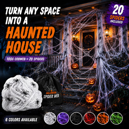 ⏰Limited Offer 50% OFF!🔥Halloween Scary Party Decoration Spiders & Stretchy Cobweb (offer)