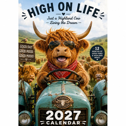 🔥2027 Funny Highland Cow Wall Calendar | A4 Hanging Calendar | Designed by Isabel Kline (offer)