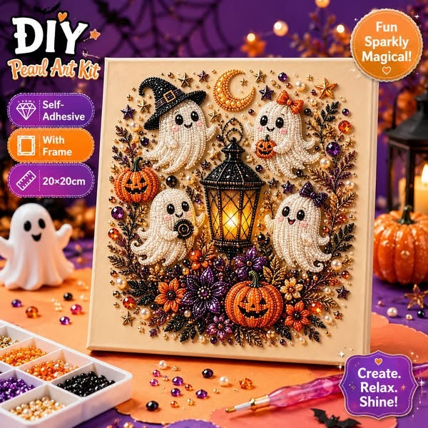 🔥50% OFF  👻✨ Halloween Pearl Art DIY Kit – Turn Tiny Pearls into Spooky-Cute Magic