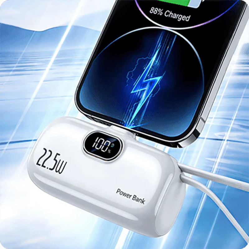 ⚡Pocket Power Bank with Built-In Cables | 22.5W Fast Charging