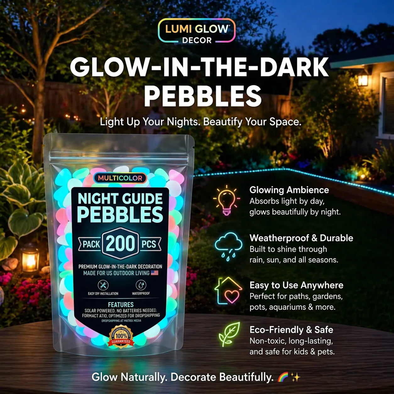💥LAST DAY SALE 50%OFF💥🌈Timbe™ Colorful Glow-in-the-Dark Garden Stones