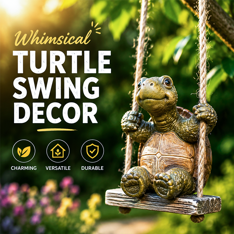 ⏳Time-Limited Special⏰Whimsical Turtle Swing Decor – A Charming Hanging Ornament for Garden, Patio & Indoor Spaces 🌿✨