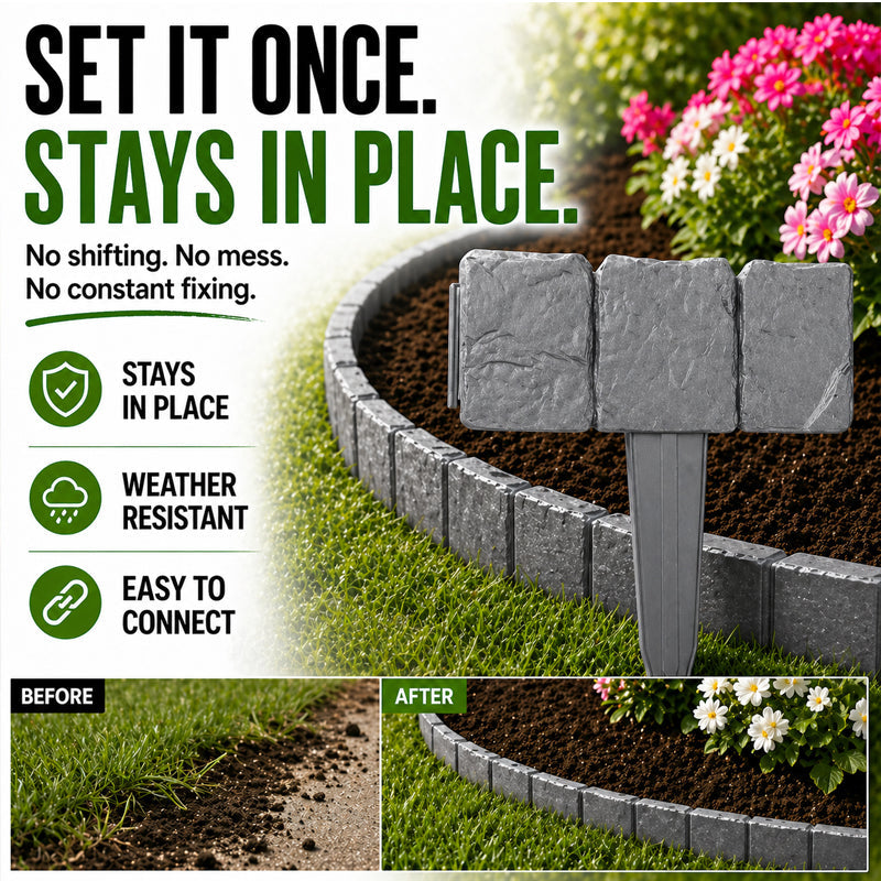 🌿✨Vodlans™ Stone-Look Edging Fence - Garden Edges That Stay Clean🏡♻️