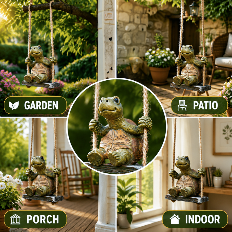 ⏳Time-Limited Special⏰Whimsical Turtle Swing Decor – A Charming Hanging Ornament for Garden, Patio & Indoor Spaces 🌿✨