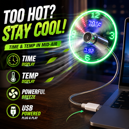 🔥2026 Hot Sale 50% OFF🔥USB Fan with LED Clock Lighting