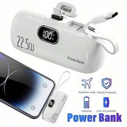⚡Pocket Power Bank with Built-In Cables | 22.5W Fast Charging