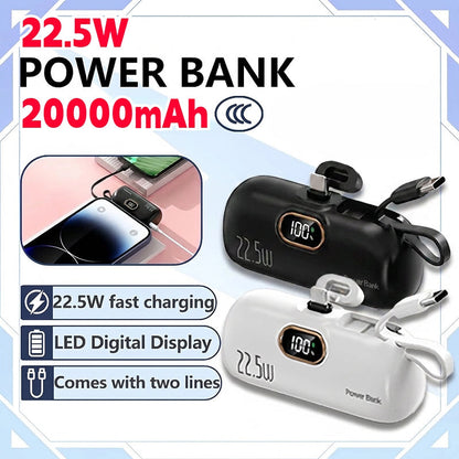 Pocket Power Bank with Built-In Cables | 22.5W Fast Charging (OFFER)