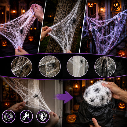 ⏰Limited Offer 50% OFF!🔥Halloween Scary Party Decoration Spiders & Stretchy Cobweb (offer)