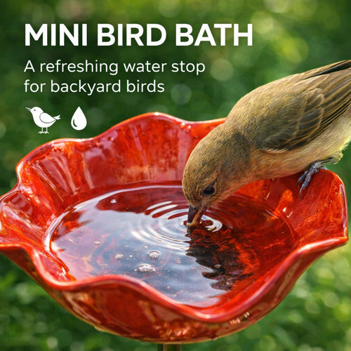 🎁Handmade Metal Flower Garden Stake Bird Bath🐦