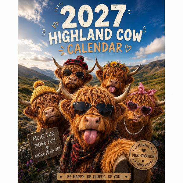 🔥2027 Funny Highland Cow Wall Calendar | A4 Hanging Calendar | Designed by Isabel Kline (offer)