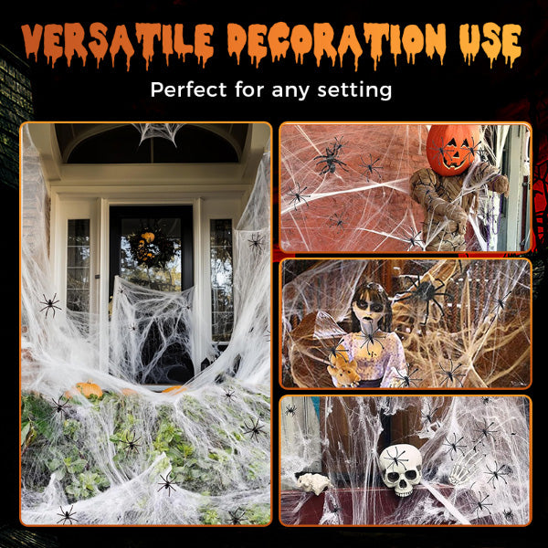 ⏰Limited Offer 50% OFF!🔥Halloween Scary Party Decoration Spiders & Stretchy Cobweb (offer)