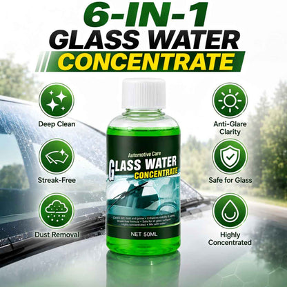 🔵 Glass Concentrate – 10ml makes 1L, cuts bugs & grime, streak-free.