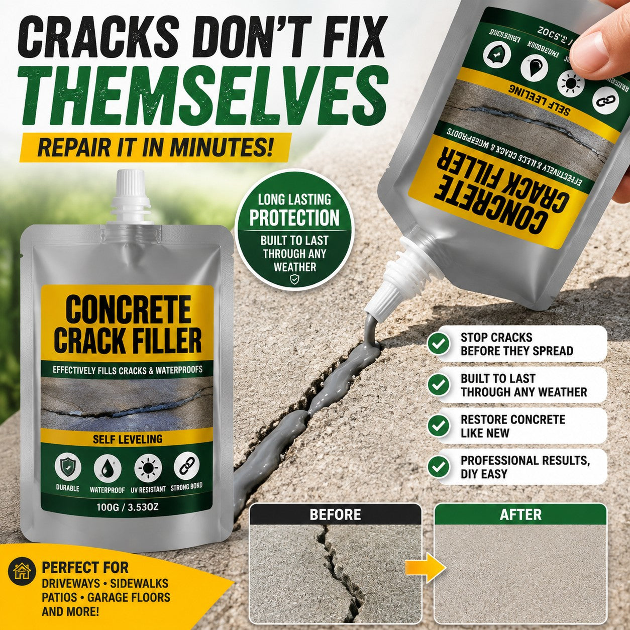 Waterproof Concrete Crack Filler & Sealant