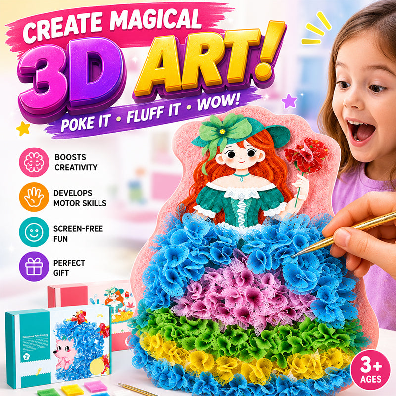 🎨 Kids 3D Fabric Poke Art Kit – Screen-Free Creative Fun