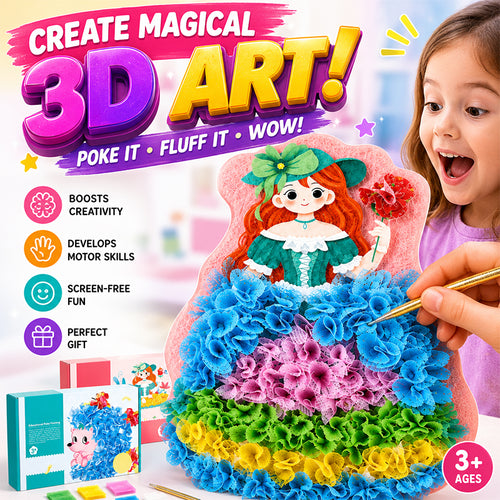 🎨 Kids 3D Fabric Poke Art Kit – Screen-Free Creative Fun