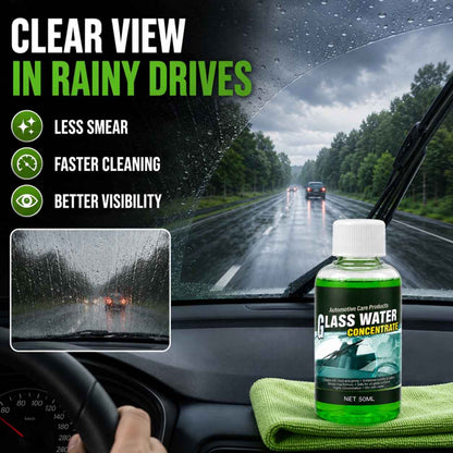 🔵 Glass Concentrate – 10ml makes 1L, cuts bugs & grime, streak-free.