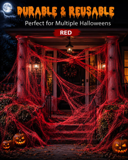 ⏰Limited Offer 50% OFF!🔥Halloween Scary Party Decoration Spiders & Stretchy Cobweb (offer)
