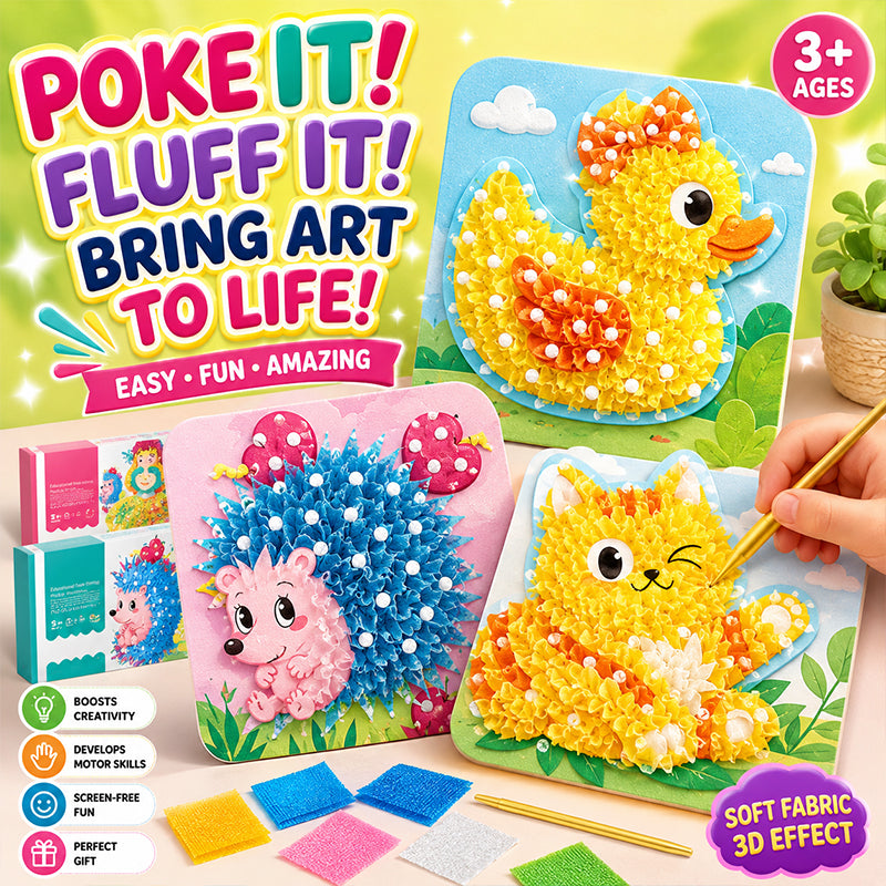 🎨 Kids 3D Fabric Poke Art Kit – Screen-Free Creative Fun