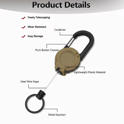 🎁3 In 1 New Multifunctional Retractable Pull Reel Carabiner Keychain