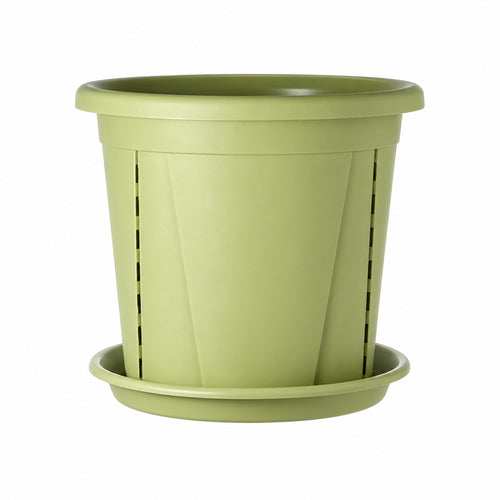 Plant Pot with Drainage Slots & Matching Saucer
