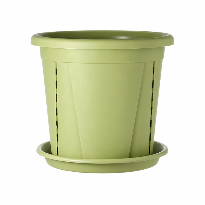 Plant Pot with Drainage Slots & Matching Saucer