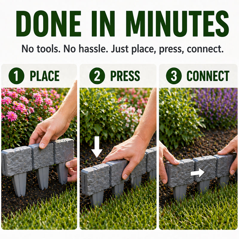 🌿✨Vodlans™ Stone-Look Edging Fence - Garden Edges That Stay Clean🏡♻️