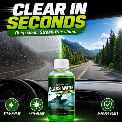 🔵 Glass Concentrate – 10ml makes 1L, cuts bugs & grime, streak-free.