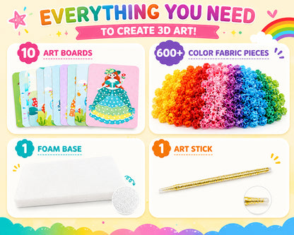 🎨 Kids 3D Fabric Poke Art Kit – Screen-Free Creative Fun