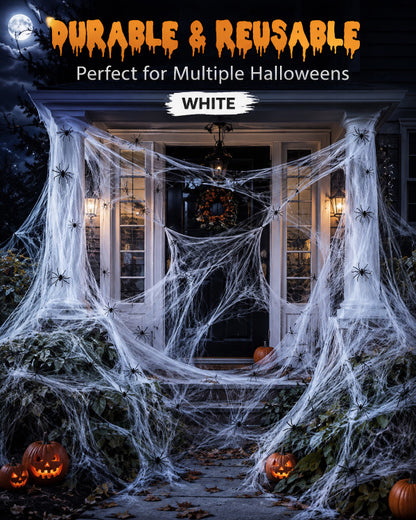 ⏰Limited Offer 50% OFF!🔥Halloween Scary Party Decoration Spiders & Stretchy Cobweb (offer)