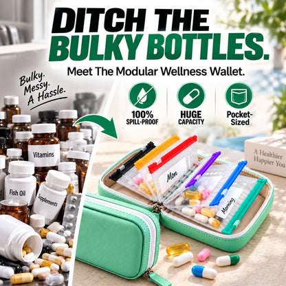 Timbe™ Modular Wellness Wallet – 7-Day Travel Pill & Vitamin Organizer Case