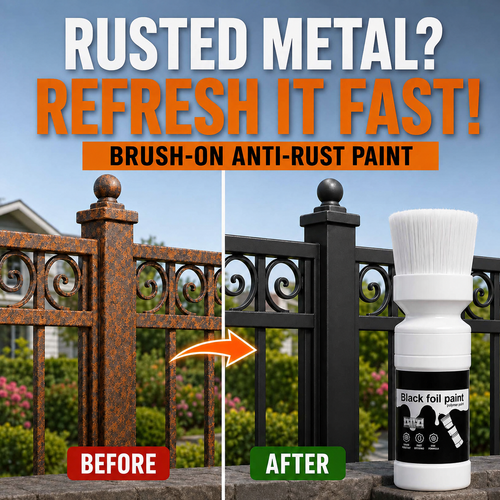 🥳Water‑Based Metallic Silver Paint with Built‑in Brush – No extra brush needed. Covers scratches & stains in one simple spray! 🏠🎨