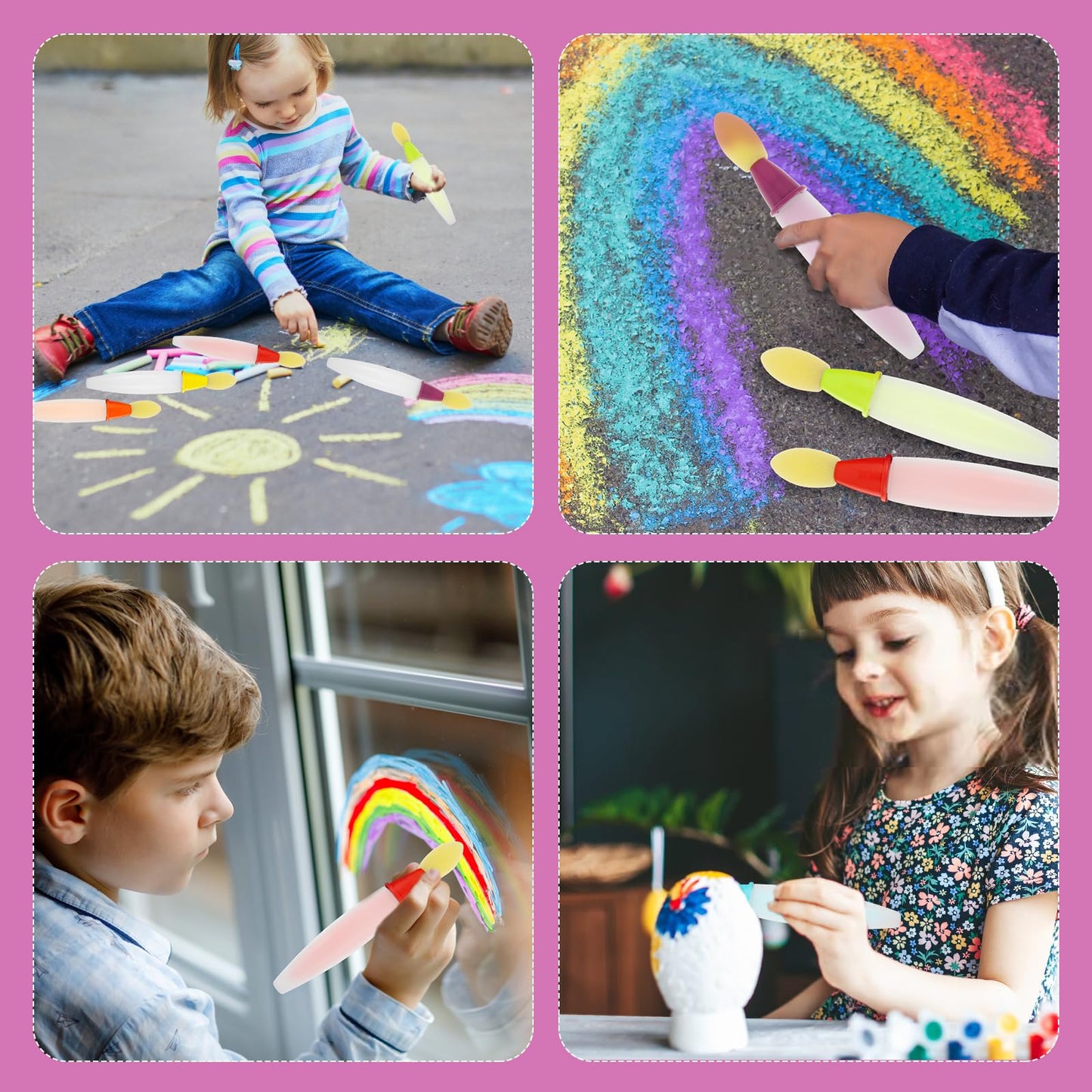 Timbe™ Sidewalk Chalk Paint Brush,Add Water to Brushes to Use,Easy to Use,Washable