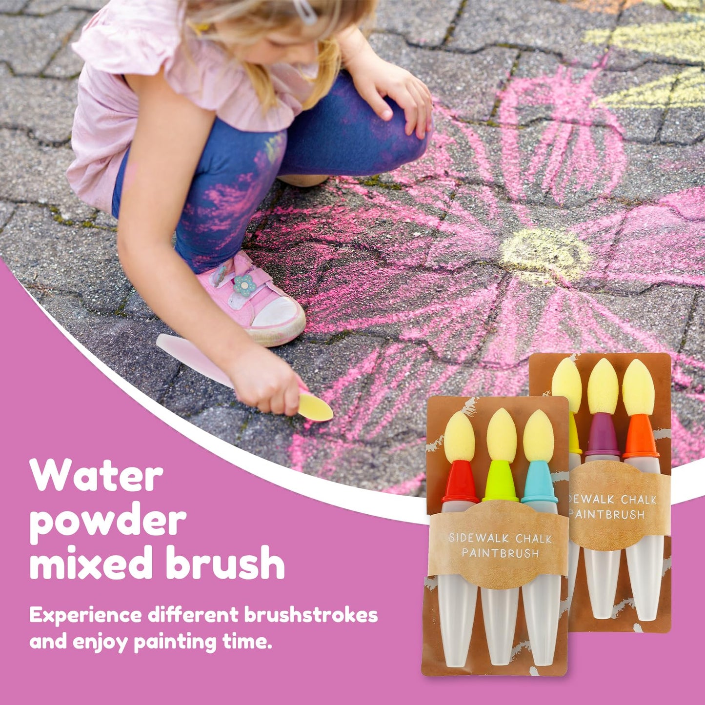 Timbe™ Sidewalk Chalk Paint Brush,Add Water to Brushes to Use,Easy to Use,Washable