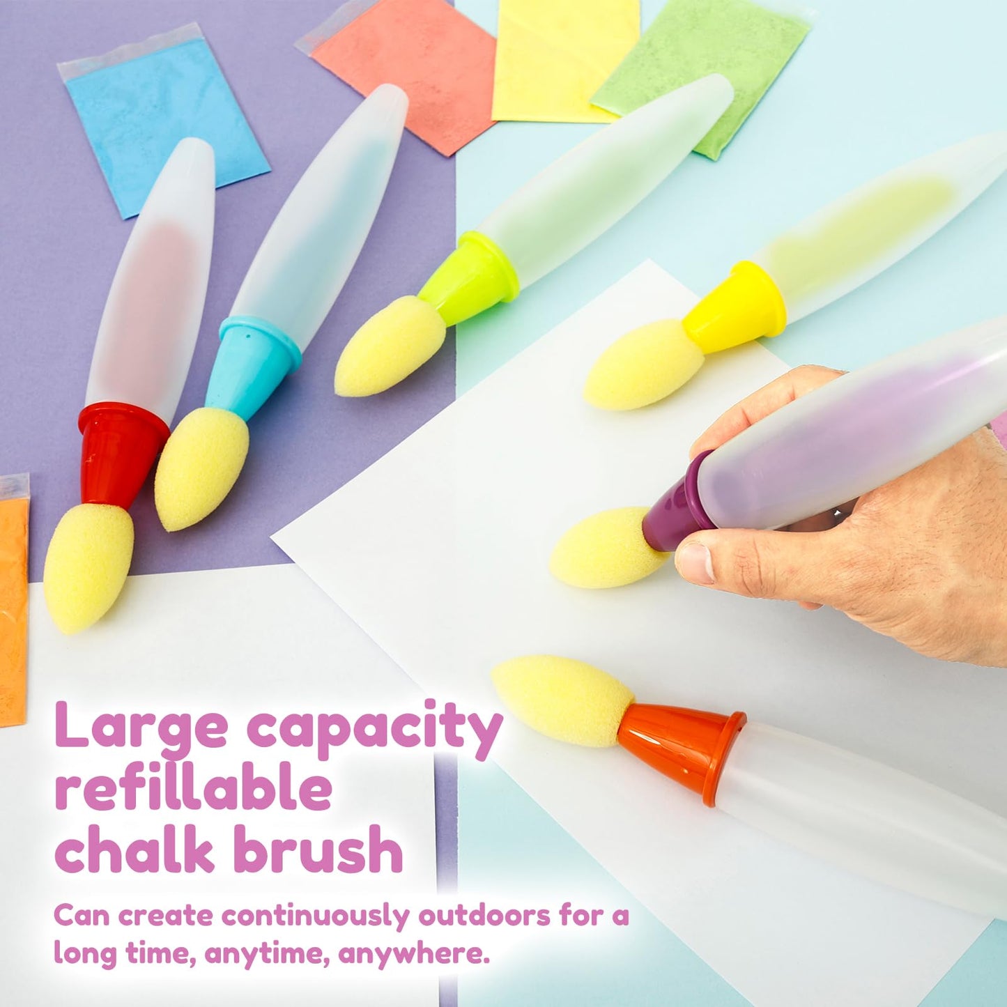 Timbe™ Sidewalk Chalk Paint Brush,Add Water to Brushes to Use,Easy to Use,Washable
