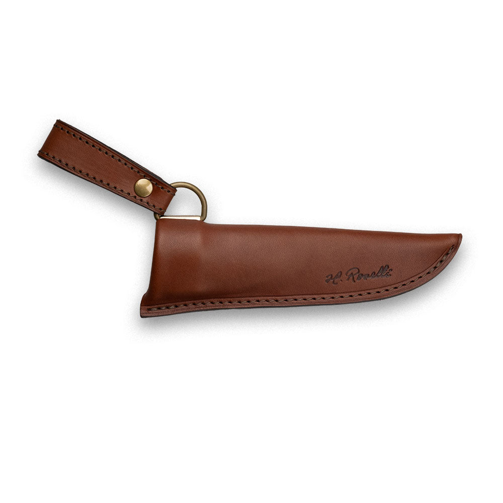 Sheath, dark tanned leather with metal spring, different models