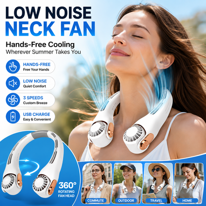 🥳2026 HOT SALE🥳💞50K+ SOLD!🍃💨Neck Air Conditioner Fan – Ultra‑quiet, 360° rotating, 3 speeds. 🌬️