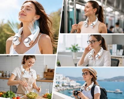 🥳2026 HOT SALE🥳💞50K+ SOLD!🍃💨Neck Air Conditioner Fan – Ultra‑quiet, 360° rotating, 3 speeds. 🌬️