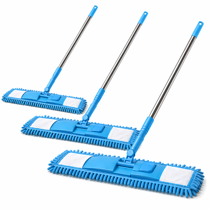 Detachable Coral Fleece Flat Mop with Stainless Steel Handle