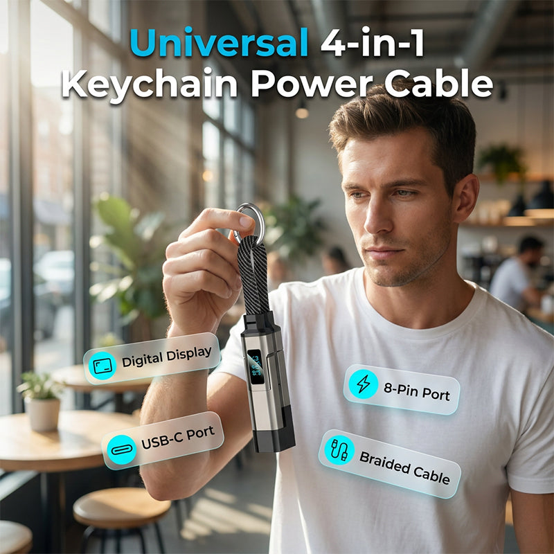 🔥HOT SALE 50% OFF🔥4-in-1 Digital Display Keychain Charging Cable (Offer)