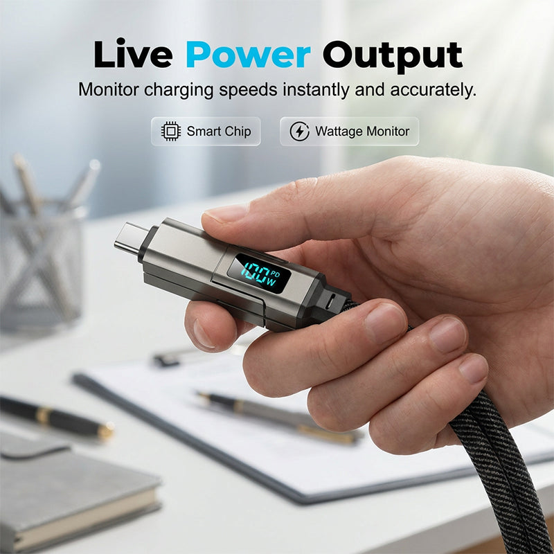 🔥HOT SALE 50% OFF🔥4-in-1 Digital Display Keychain Charging Cable (Offer)