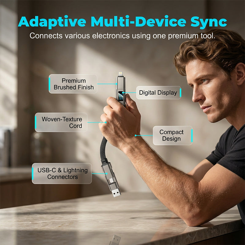 🔥HOT SALE 50% OFF🔥4-in-1 Digital Display Keychain Charging Cable (Offer)