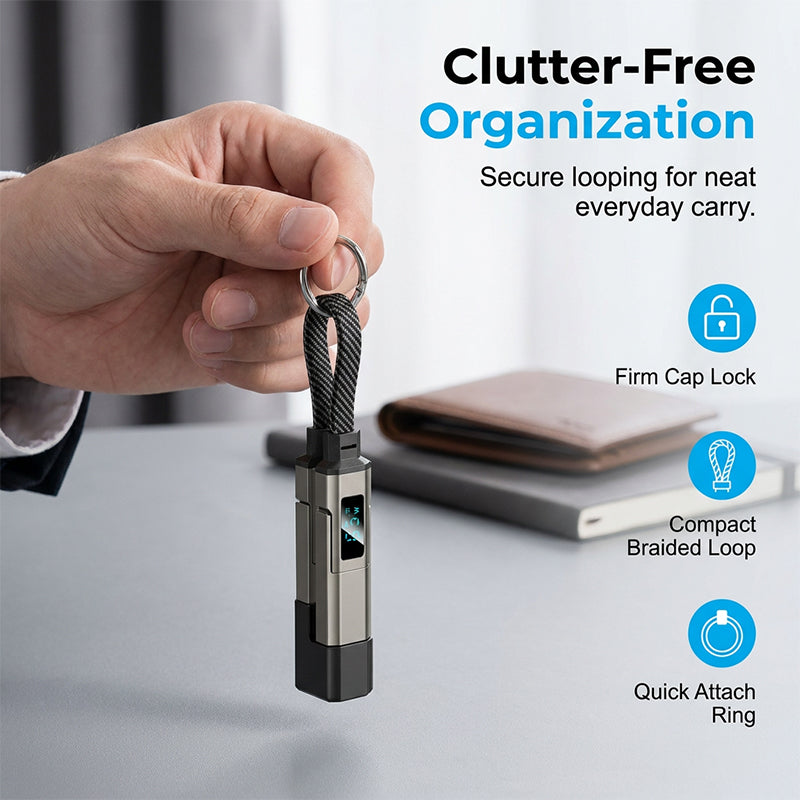 🔥HOT SALE 50% OFF🔥4-in-1 Digital Display Keychain Charging Cable (Offer)