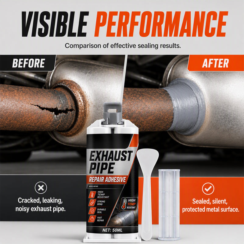 High Temp Exhaust Pipe Repair Glue – Permanent bond for iron & steel, withstands extreme heat & vibration