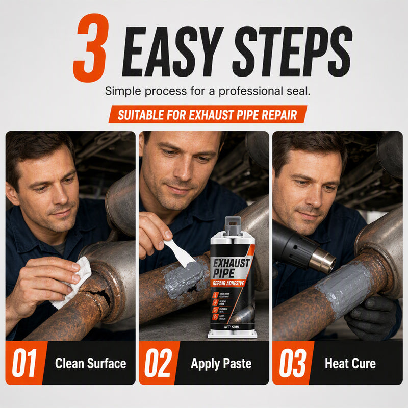 High Temp Exhaust Pipe Repair Glue – Permanent bond for iron & steel, withstands extreme heat & vibration